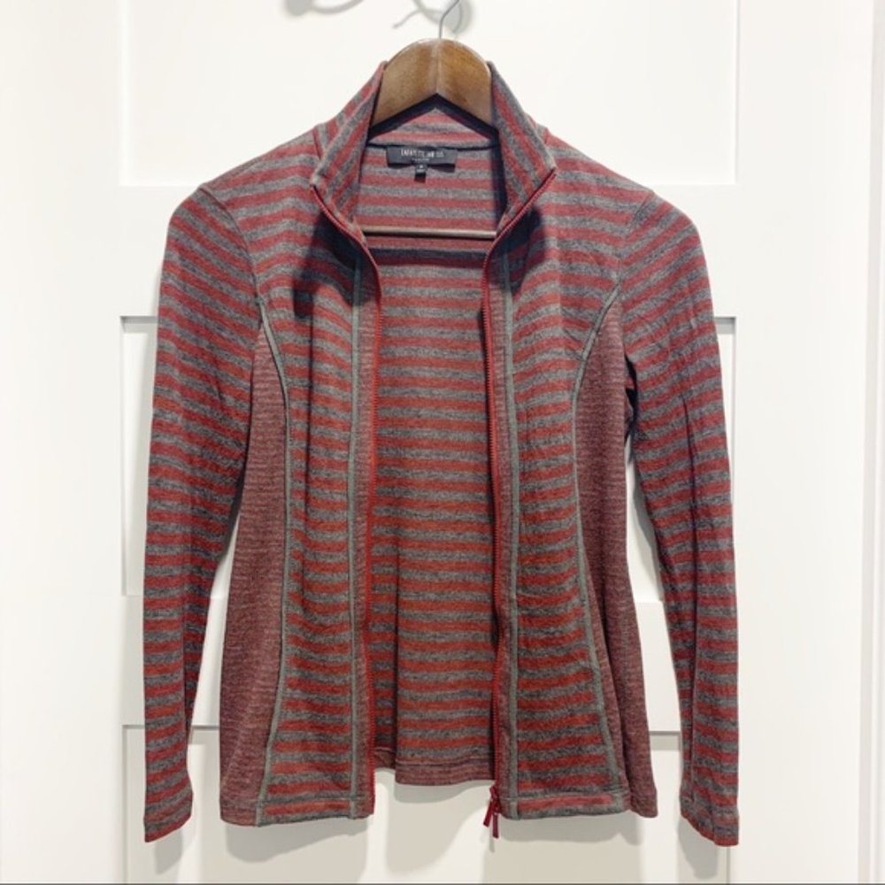 LAFAYETTE 148 Petite striped zip sweater